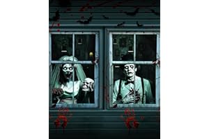 YUSPENYE 2 Pack of Halloween Newlyweds Ghost Window Door Cover, Halloween Decoration, Party Decors
