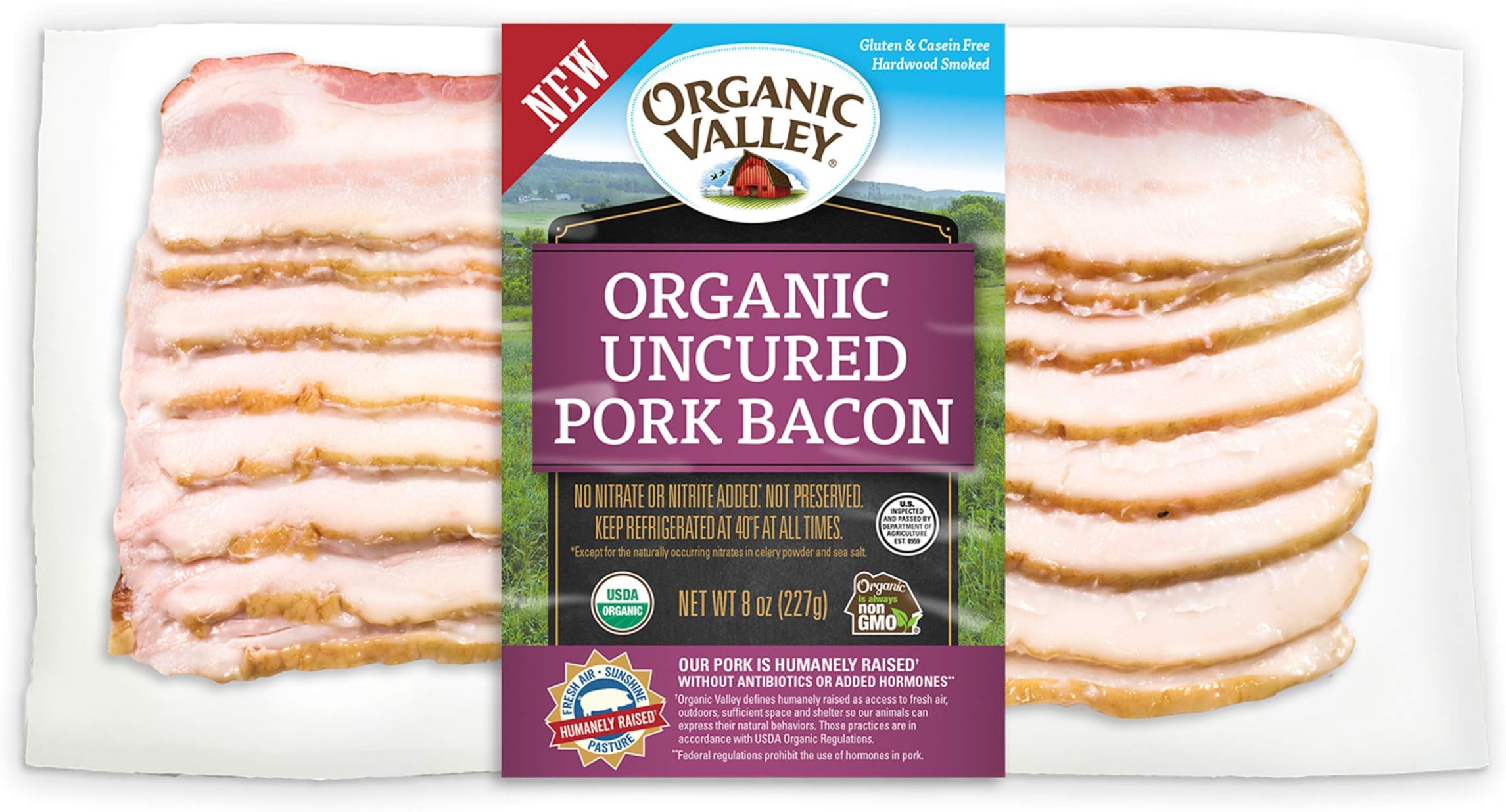 Organic Valley Uncured Hardwood Smoked Organic Bacon, 8 oz