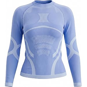 Women Ski Thermal Underwear Top, Seamless Compression Shirt, Moisture Wicking for Winter Sports