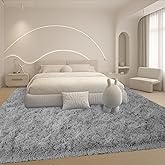 Mtandyx 8x10 Area Rugs Living Room, Gray Large Plush Fluffy Bedroom Carpet, Non-Slip Upgraded Indoor Thick Soft Rug, Modern Plush Carpet Suitable for Kids Home Decor Aesthetics Dorm.