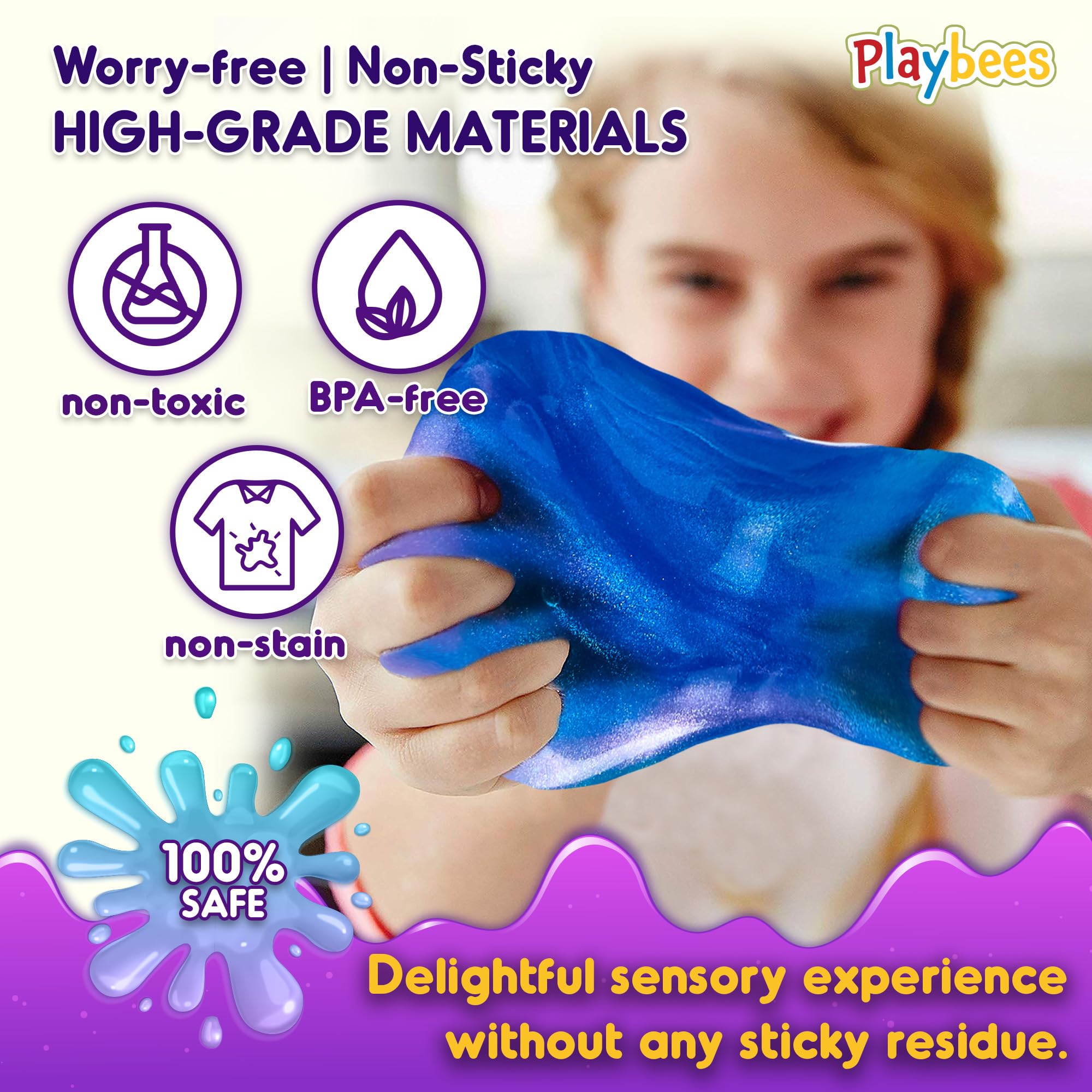 Playbees Mini Galaxy Slime 24 Pack Marbled Unicorn Slime Party Favors Safe for Girls Boys Stretchy & Non-Sticky Super Soft Sludge Toy Sensory Tactile Stimulation Classroom Rewards, Goodie Bag Stuffers
