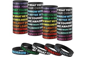 QEERBSIN Inspirational Silicone Bracelets Black Motivational Quote Rubber Wristbands