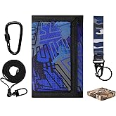 Choco Mocha Boys Wallet for Kids, Wallet for Teen Boys with Lanyard Gift Box Geometry Trifold Wallets with Coin Zipper Teen Boy Gift - Birthday Gift for 8 9 10 11 12 13 14 Year old Boy, Blue