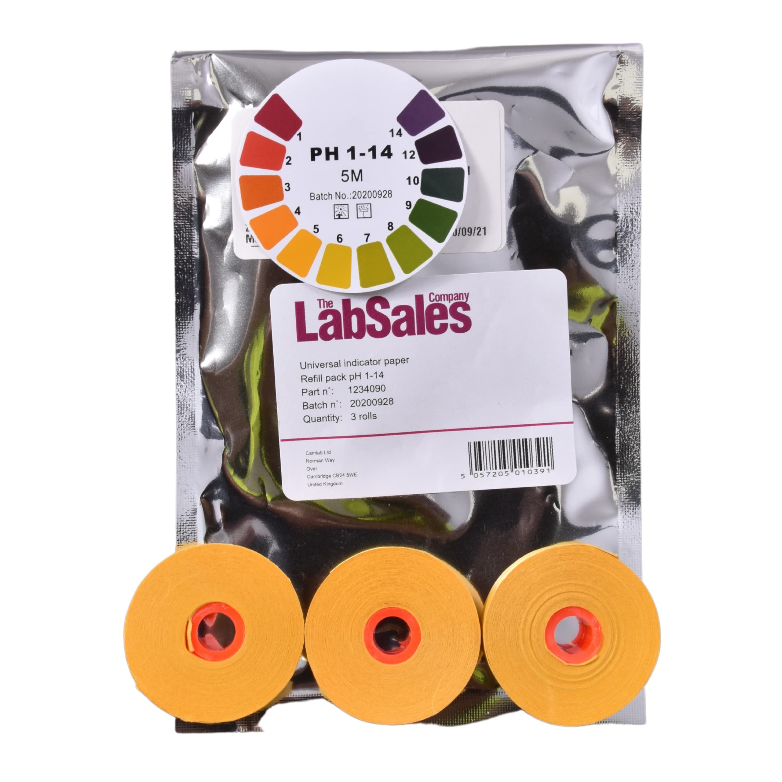 Labsales Universal Full Range PH 1-14 Low Plastic Refill Kit, Three 5M Rolls For Easy Tearing Into Strips, For PH Testing of Liquids