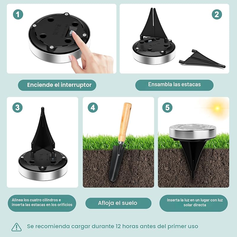10 Peças Luzes Solares LED para Jardim Exterior, 8 Luzes Solares LED