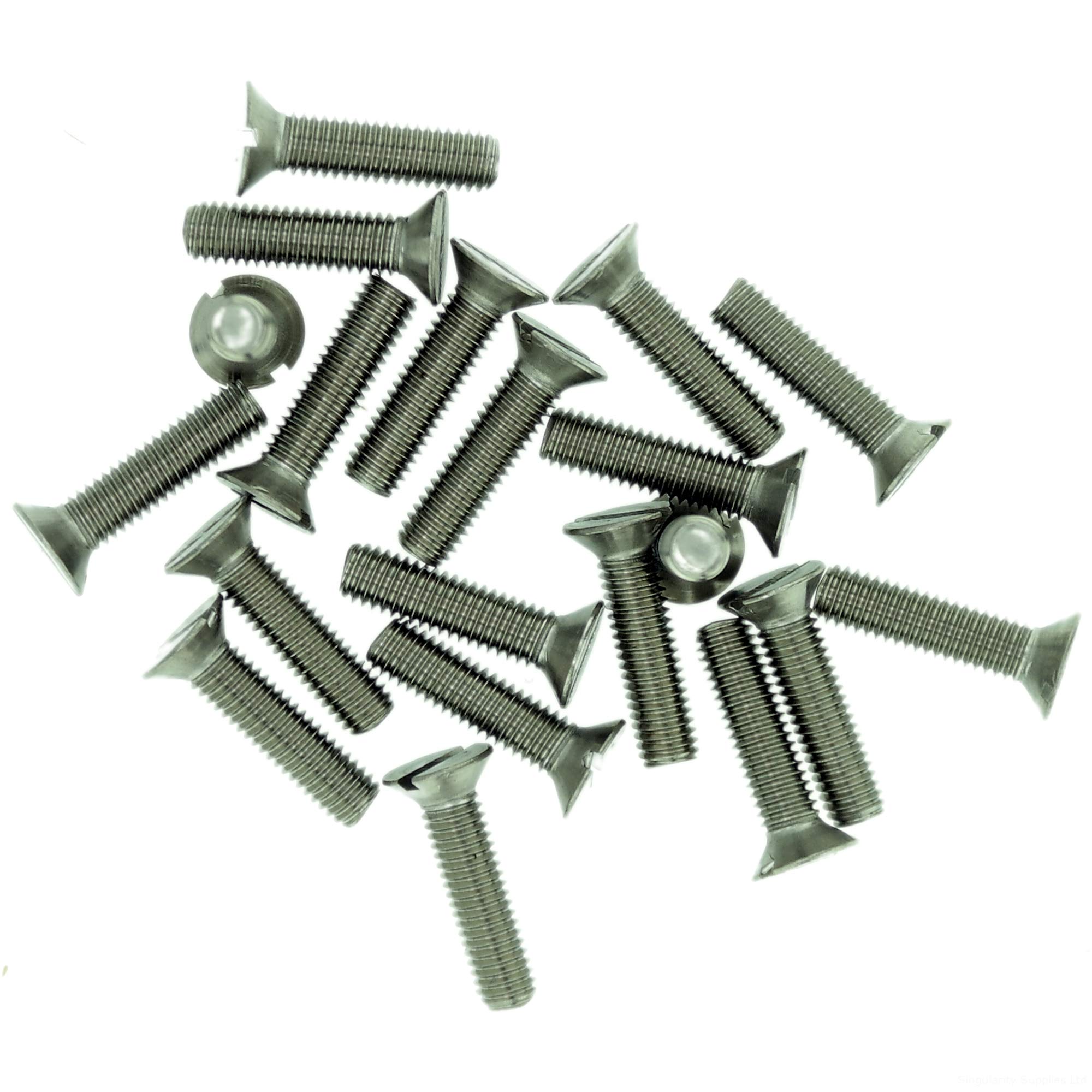 M1 (1mm x 3mm) Slot Countersunk Machine Screw (Bolt) - Stainless Steel (A2) (Pack of 20)