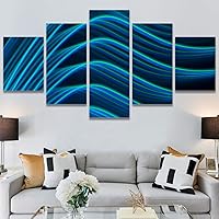 SIGNWIN 5 Panel Canvas Wall Art Modern Art Abstract Closeup Geometric Lights Mixed Media Modern Multicolor for Home Decorations Ready to Hang - 60
