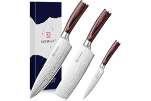 KEEMAKE Kitchen Knife Sets, 3 Pieces Professional Chef Knife Set with High Carbon Stainless Steel, Ultra Sharp Blade Kitchen 