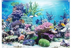 ZTHMOE 7x5ft Fabric Under The Sea Photography Backdrop Aquarium Underwater World Tropical Fish Coral Reef Background Mermaid Birthday Baby Shower Party Decorations Photo Banner Props