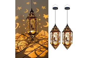 Go2garden 2Pack 12.4" Solar Outdoor Lanterns Waterproof Garden Gifts Women, Big Fairy Moon Statue Solar Haning Lights for Patio, Yard Decorations, Mothers Day Gifts for Mom, Wife (Red Copper)