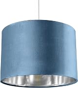 CGC Lighting Modern Velvet 30cm Drum Ceiling Lamp Shade Teal view 5