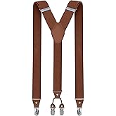 trilece Mens Suspenders Solid Straight Clip Adjustable Y Back Costume Wedding Prom Tuxedo Dress Suspenders