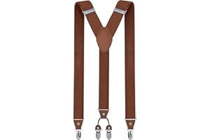 trilece Mens Suspenders Solid Straight Clip Adjustable Y Back Costume Wedding Prom Tuxedo Dress Suspenders
