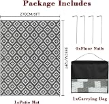 Homcomodar Large Outdoor Rug 270x365cm Grey Waterproof Reversible Patio view 2