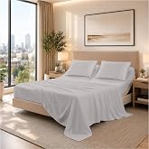 SGI bedding 32" King Split Top Flex Head Sheet 100% Egyptian Cotton Sheet Set - 600 Thread Count Flex Top Sheet Adjustable Bed - 4 Piece Sheet Set 15" Deep Pocket Sleep Number Bed - Silver