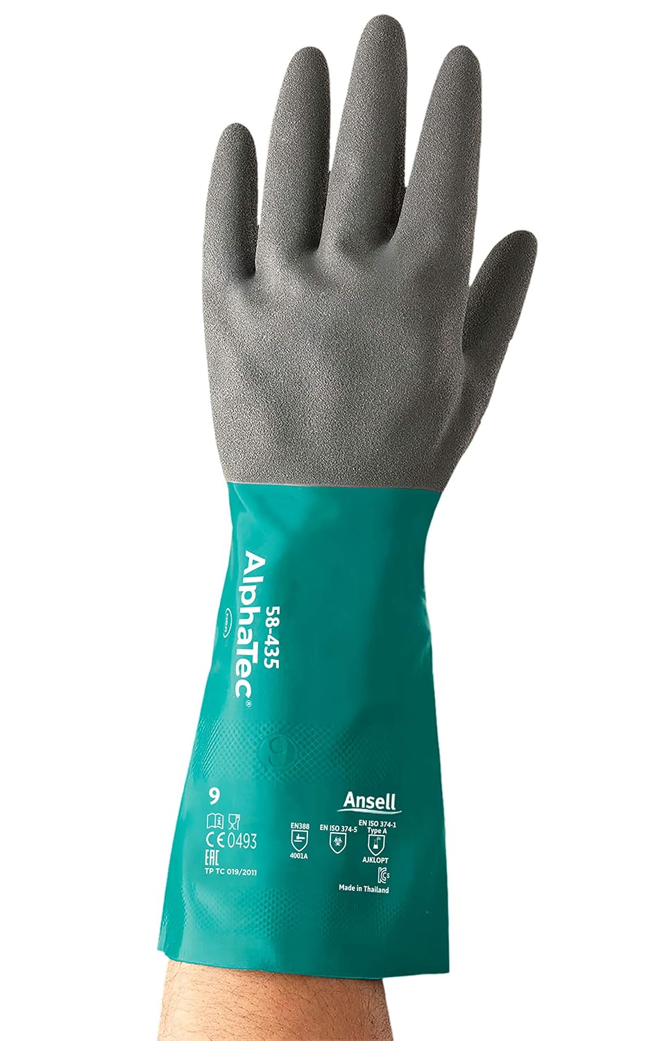 Ansell AlphaTec 58-435 Chemical Resistant Work Gloves, High Performance Nitrile, Two-Layered Coating Construction - Image 3