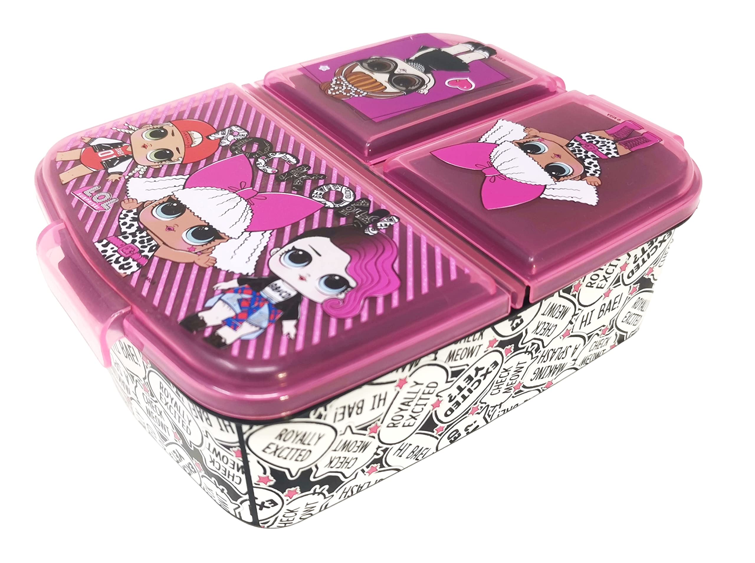 Theonoi Children's Lunchbox, Sandwich Box with Compartments and Dividers, Nursery Lunchbox Made of BPA-Free Plastic - L.O.L.