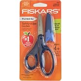 Fiskars Safety-Edge Pointed-tip Kids Scissors - 5 inches - Blue - Includes Blade Cover