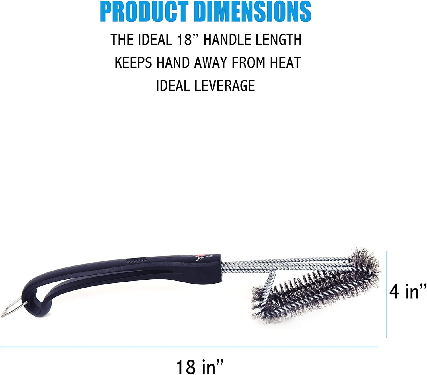 Kona 360 Clean Grill Brush, 18 inch Best BBQ Grill Brush - Stainless Steel 3-in-1 Grill Cleaner for Effortless Cleaning : Garden & Outdoor