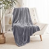 RYB HOME Throw Blanket Grey Fleece Blankets Soft Lightweight Warm and Cozy Light Grey Travel Size Flannel Blanket for Couch Bed Sofa, W50 x L60 inch