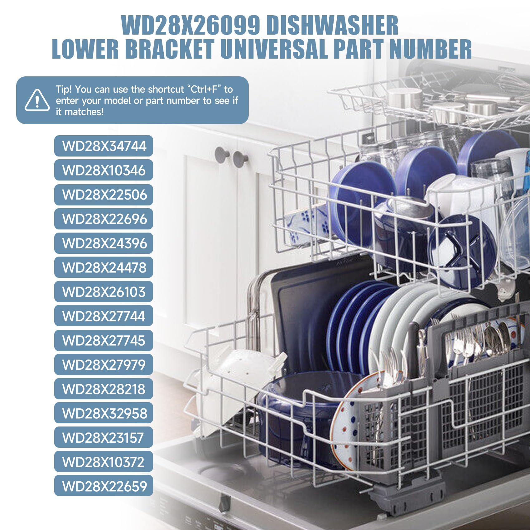 Upgraded WD28X26099 WD28X34744 Dishwasher Lower Rack Assembly Compatible with GE dishwashers, Coated with imported nylon material, Replaces WD28X24396, WD28X10346, WD28X22506, WD28X22696 ect