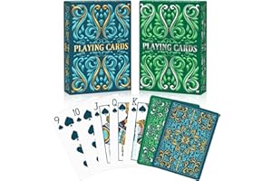 WKCHXD Playing Cards, Deck of Cards 2 Pack, Standard Playing Cards for Adult, Premium Poker Card Set, Deck of Playing Card for Blackjack, Euchre, Canasta, Family Game Night, Party Games (Blue & Light Green)