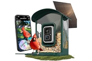 Humbirdy-Bird Feeder with Camera, 8MP Ultra HD Video & Photo, 10x Slow-Motion, 4K 30fps Live View, AI Identify, No Subscription, 2.4G/5G Wi-Fi, Solar Powered, Wildbird Watching Gifts-Metal