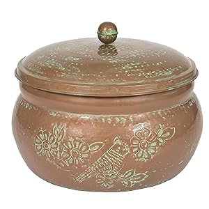 CobraCo Bird Motif Copper Finish Hose Holder with Lid HHEBR