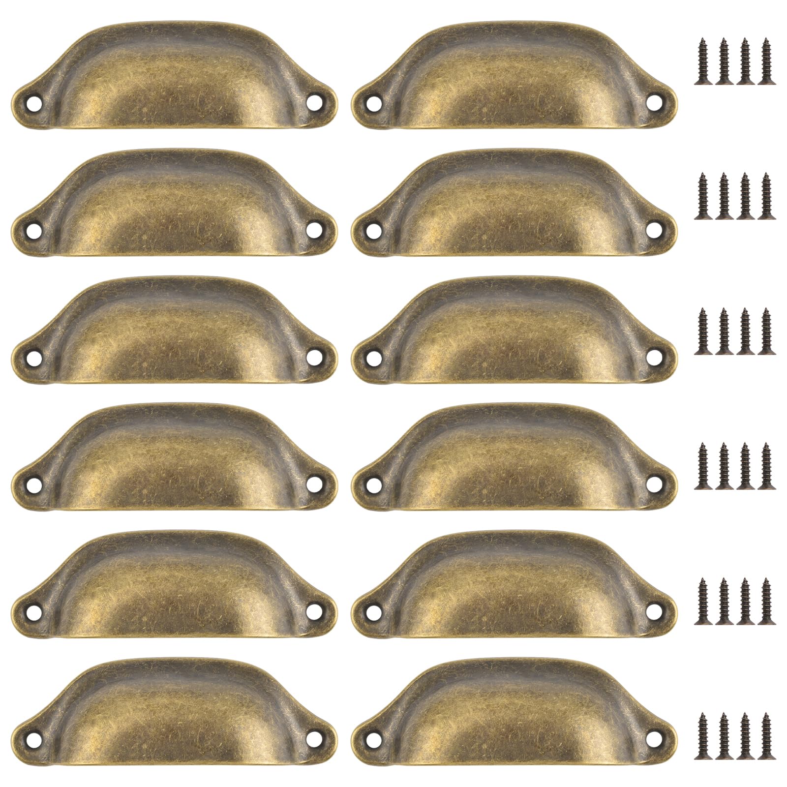 MOROBOR Antique Shell Shape Pull Handle,12pcs Vintage Kitchen Cabinets Furniture Wardrobe Medicine Pull Bronze Cup Drawer pulls for Furniture Wardrobe Closet