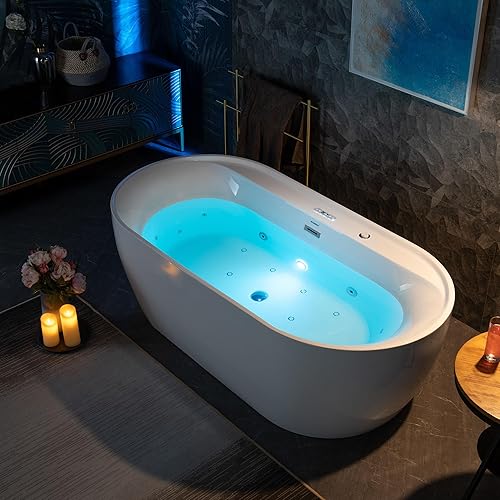 Freestanding Bathtub Jetted Bathtub With Heater WOODBRIDGE 72