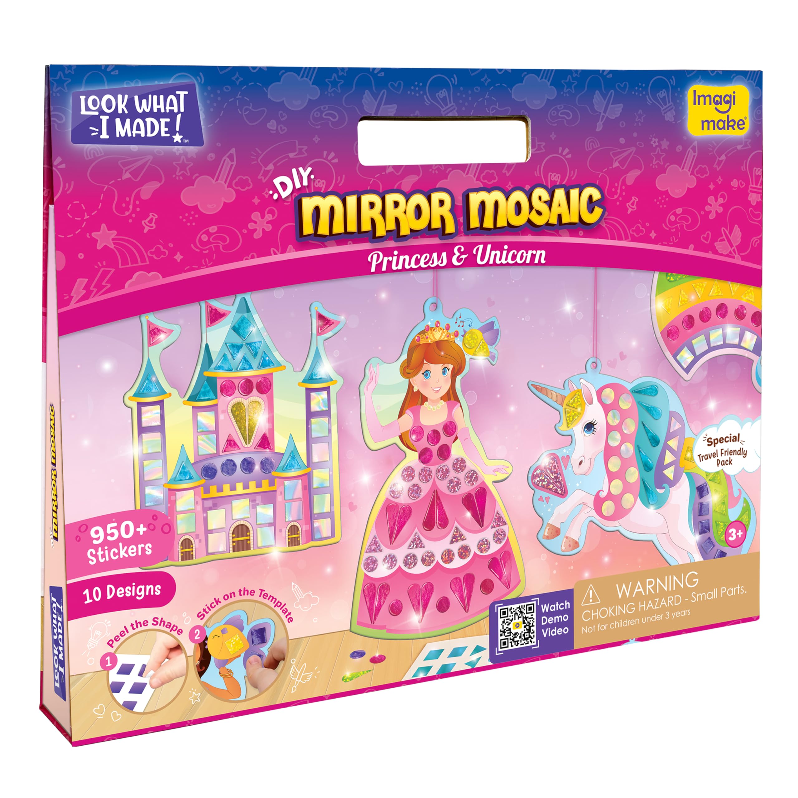 Imagimake Mirror Mosaic Princess & Unicorn Kids Art Set | DIY Craft Kit | Foil Stickers for Kids | Birthday Gift for Girls and Boys Ages 3,4,5,6,7,8 | 3 Year Old Girl Gifts