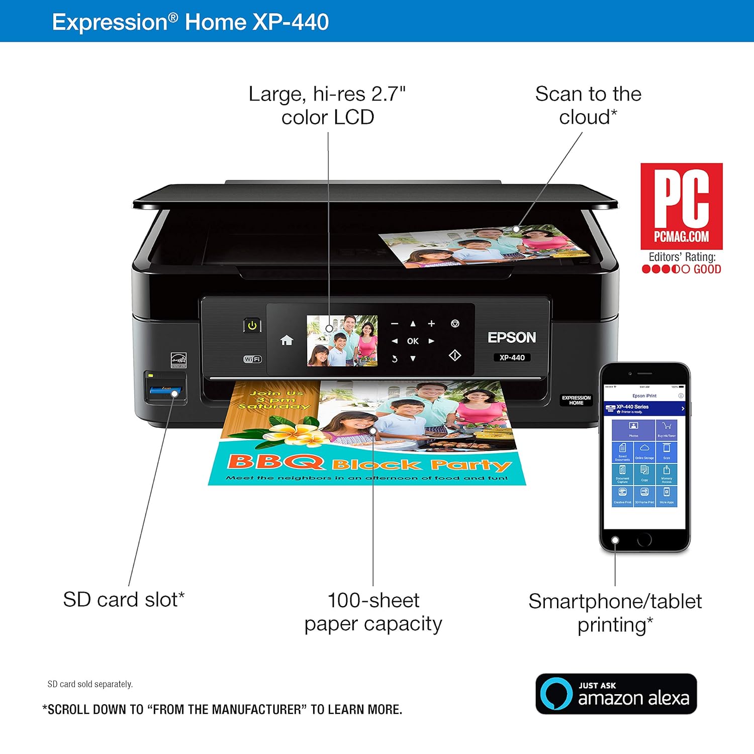 Epson Expression Home XP-440 Wireless Color Photo Printer with Scanner and Copier with Ultra Black Cartridge Ink and Ultra Color Combo Pack Cartridge ...