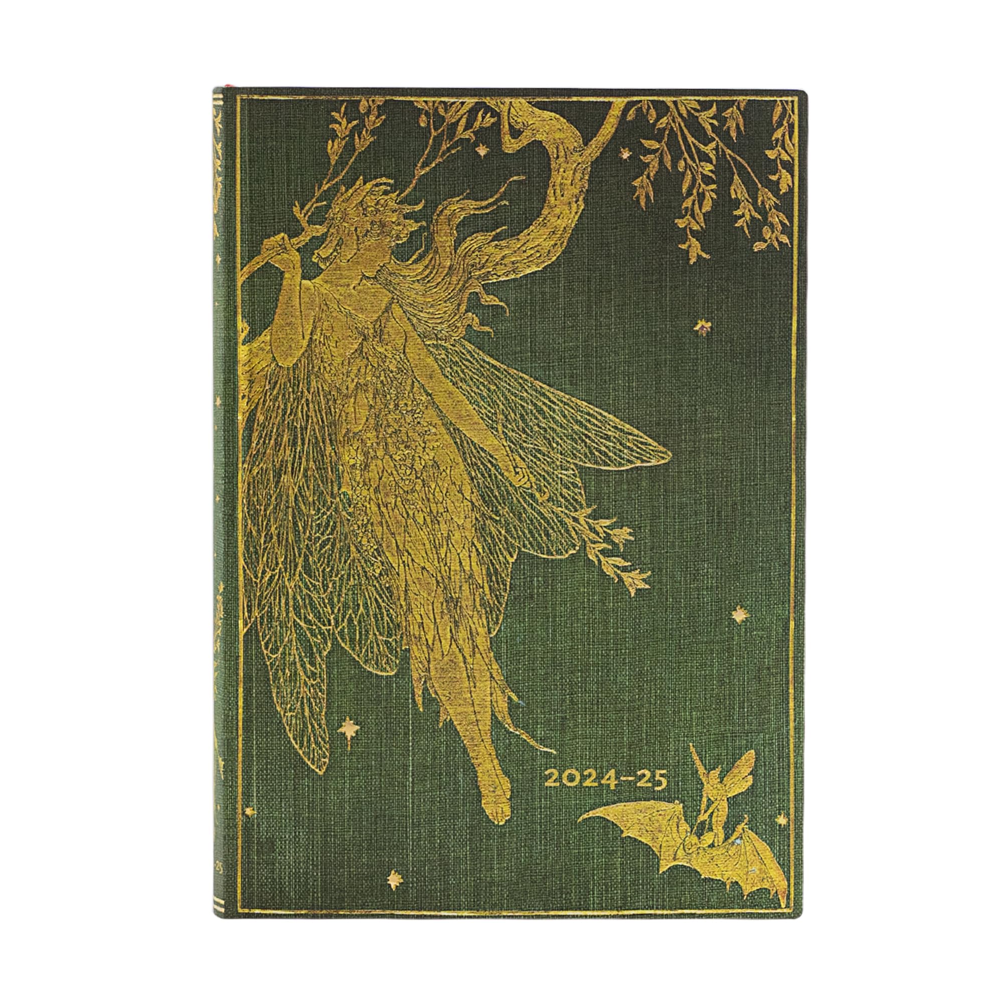 Paperblanks 18-Month Softcover Flexi Planners, Olive Fairy, Midi, Horizontal, Elastic Band Closure