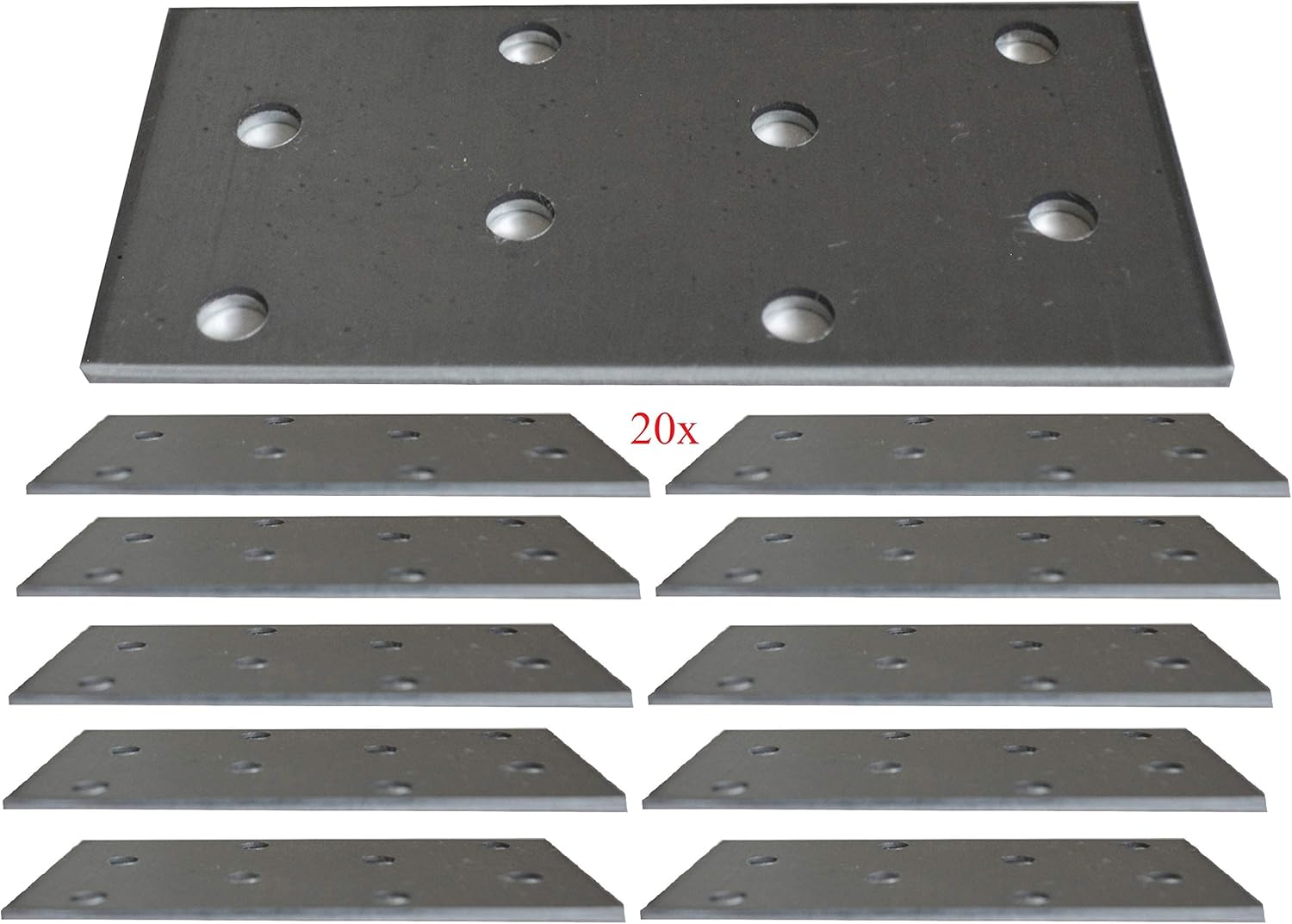 Flat Repair Connecting Joining Plate Galvanised Structural Connectors Heavy Duty Metal Steel Sheet 3.15"x1.57"x0.08" (80 x 40 x 2mm) Pack of 20pcs