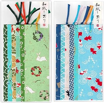 Amazon Com Yuzen Washi Japanese Traditional Paper Bookmark 12 Pieces 6 Green Series 6 Summer Style Pattern Office Products