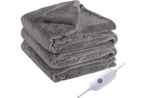 Eydna Electric Heated Blanket Full Size 72"x84", 5 Heating Levels & 10 Hours Auto Off, Single Control, Cozy Large Oversized, Cozy for Bed, Sofa, & Office, Machine Washable, Light Gray