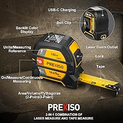 PREXISO 2-in-1 Laser Tape Measure, 135Ft