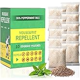 Mouse Repellent Pouches, Peppermint Oil Pest Control Pouches and Rodent Repellent, Mice Repellent Indoor Outdoor, Mosquito Repellent for Mice,Rats, Squirrels, Roaches, Ants, Spiders,10 Odorant Pouches