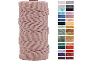 ZXCDINO Pinkish Grey Macrame Cord 3mm x 109Yards,Colored Cotton Rope Craft Cord Colorful Cotton Cord Twine for Wall Hanging Plant Hangers Crafts Knitting Decorative Projects