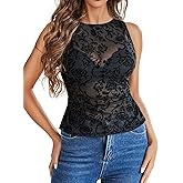 Avidlove Camisole Tops for Women Sexy Mesh Tank Tops Cami Y2K See Through Undershirts Slim Going Out Top Lingerie