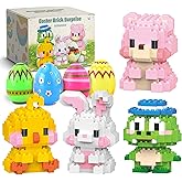 TAHAVICE 4 Pack Prefilled Easter Eggs with Animal Building Blocks, Bunny Chick Building Toys for Kids,Easter Basket Stuffers,