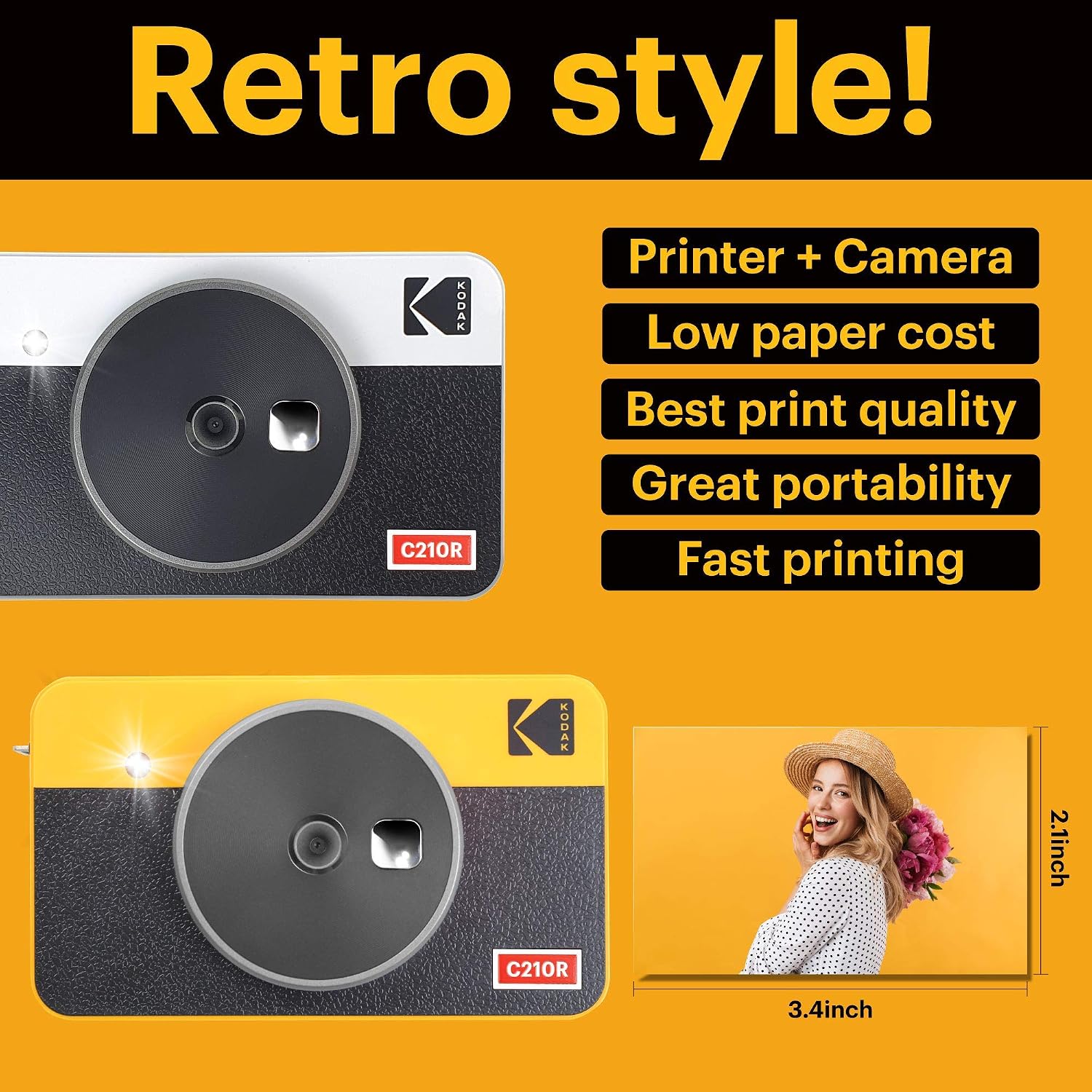 Kodak Mini Shot 2 Retro Portable Wireless Instant Camera & Photo Printer, Compatible with iOS & Android and Bluetooth Devices - Image 3