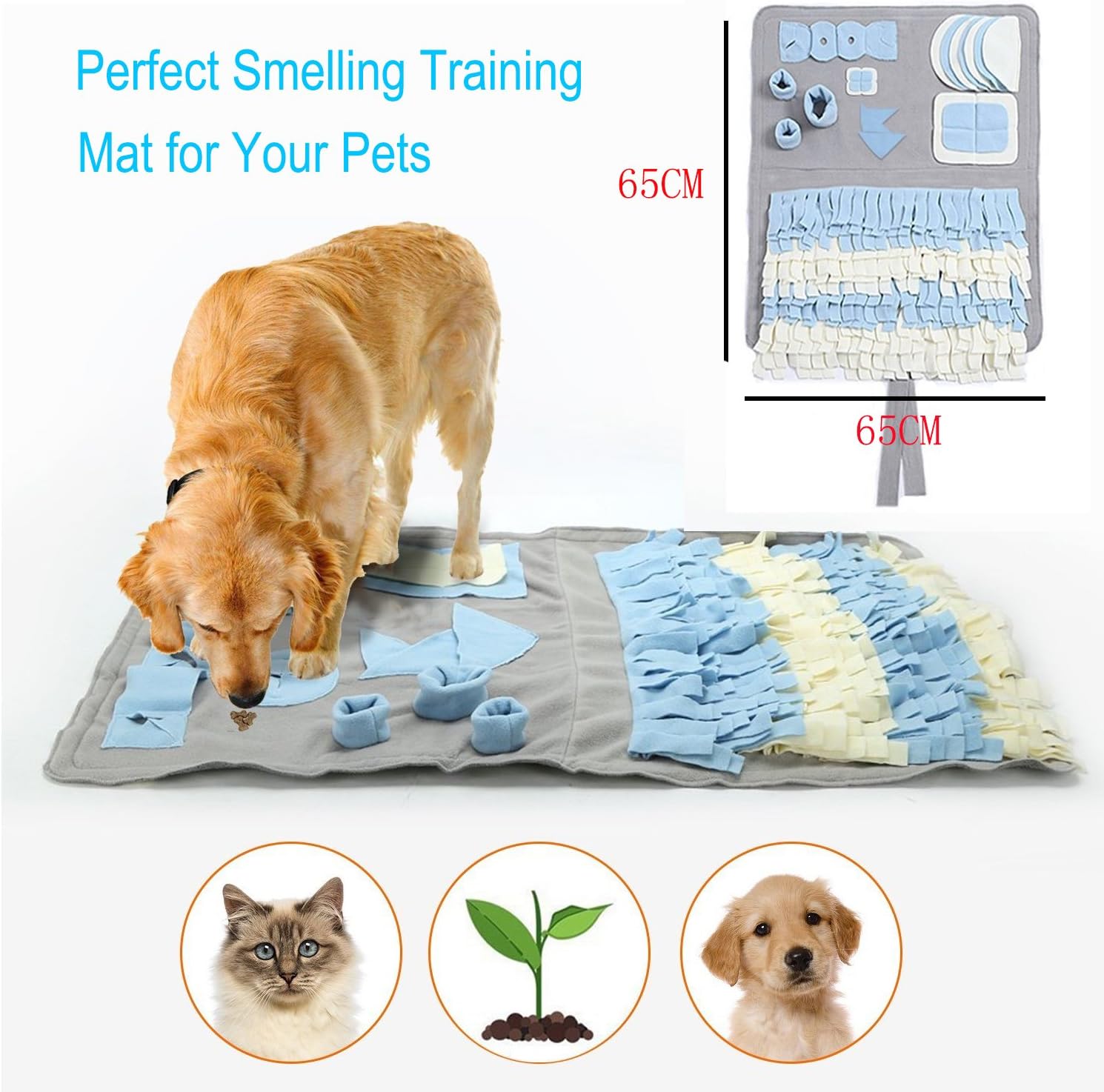 Snuffle Mat for Dogs, TINDERALA Dogs Feeding Mat 25.59 x 25.59", Training Mats Encourages Natural Foraging Skills, Durable and Machine Washable - Perfect for Any Breed