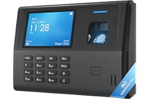 ANVIZ Time Clocks for Small Business Employees - No Monthly Fee No Software Required - Fingerprint Biometric Clock in and Out Machine - Right Out of The Box, Finger + RFID + Pin Punching