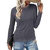 Long Sleeve Shirts for Women Basic Crew Neck Spring Tops Casual Fit Fall T Shirts