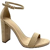 Wild Diva Women's High Chunky Block Heel Pump Dress Heeled Sandals