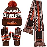 Vintage Classic Skull Cap Beanie Hat with Warm Gloves and ‌Extended Scarf Cuffed Winter Hat Knit Comes