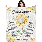 Granddaughter Blanket From Grandma & Grandpa, Happy Birthday Gifts For Granddaughter, Graduation Gifts For Granddaughters From Grandparents, To My Granddaughters Blanket With Sunflower 50" x 60"