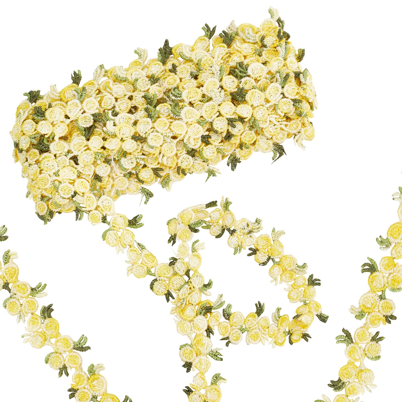 GORGECRAFT 5 Yards Flower Trim Ribbon Floral DIY Lace Applique Sewing Craft Lace Edge Trim for Wedding Dresses Embellishment DIY Party Decor Clothes, Yellow