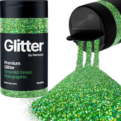 Hemway Holographic Emerald Green Glitter Shaker 130g Ultra Fine